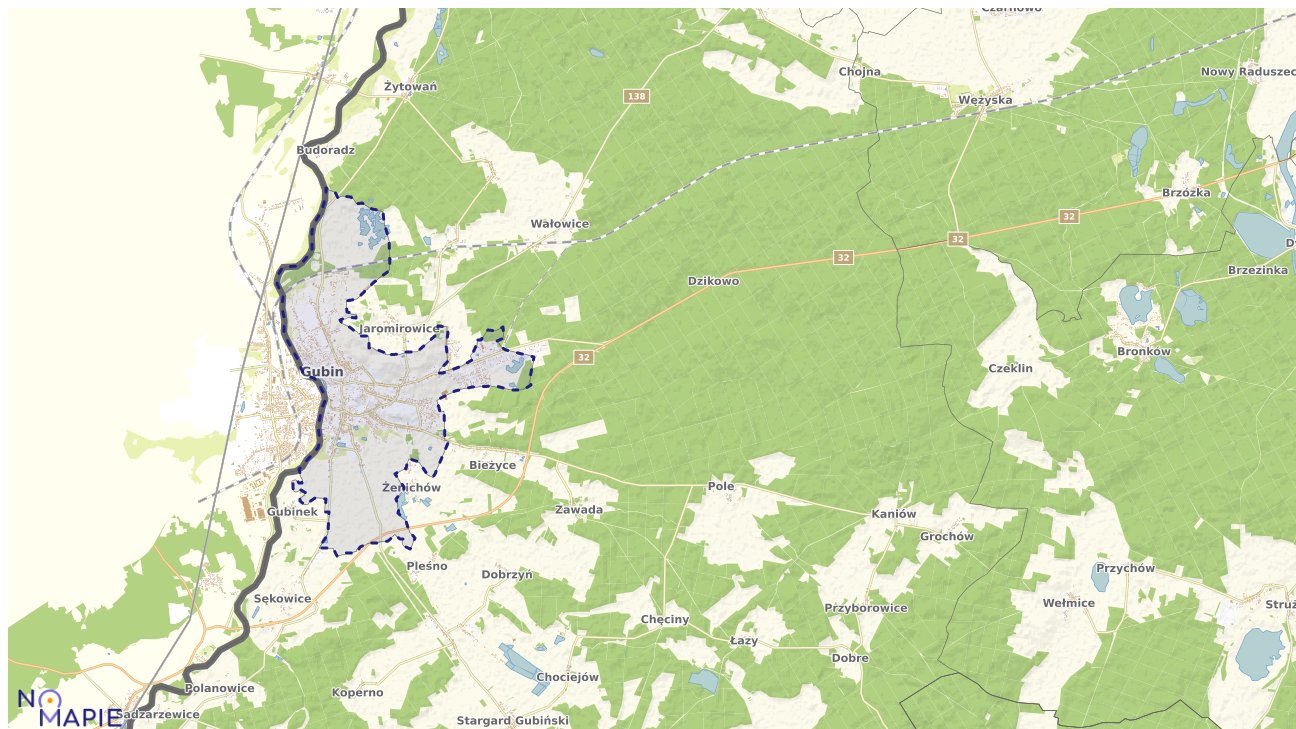 Mapa obszarów ochrony przyrody Gubina