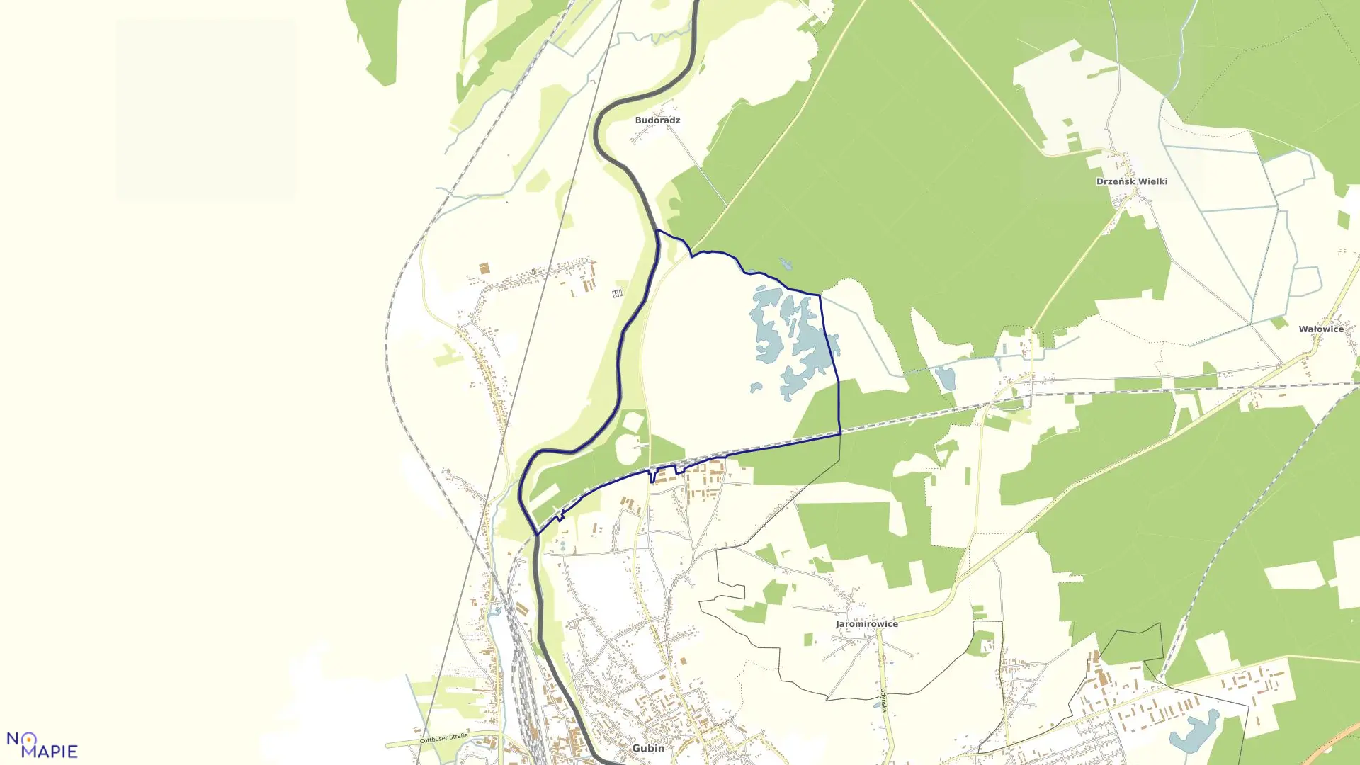 Mapa obrębu 1 w mieście Gubin