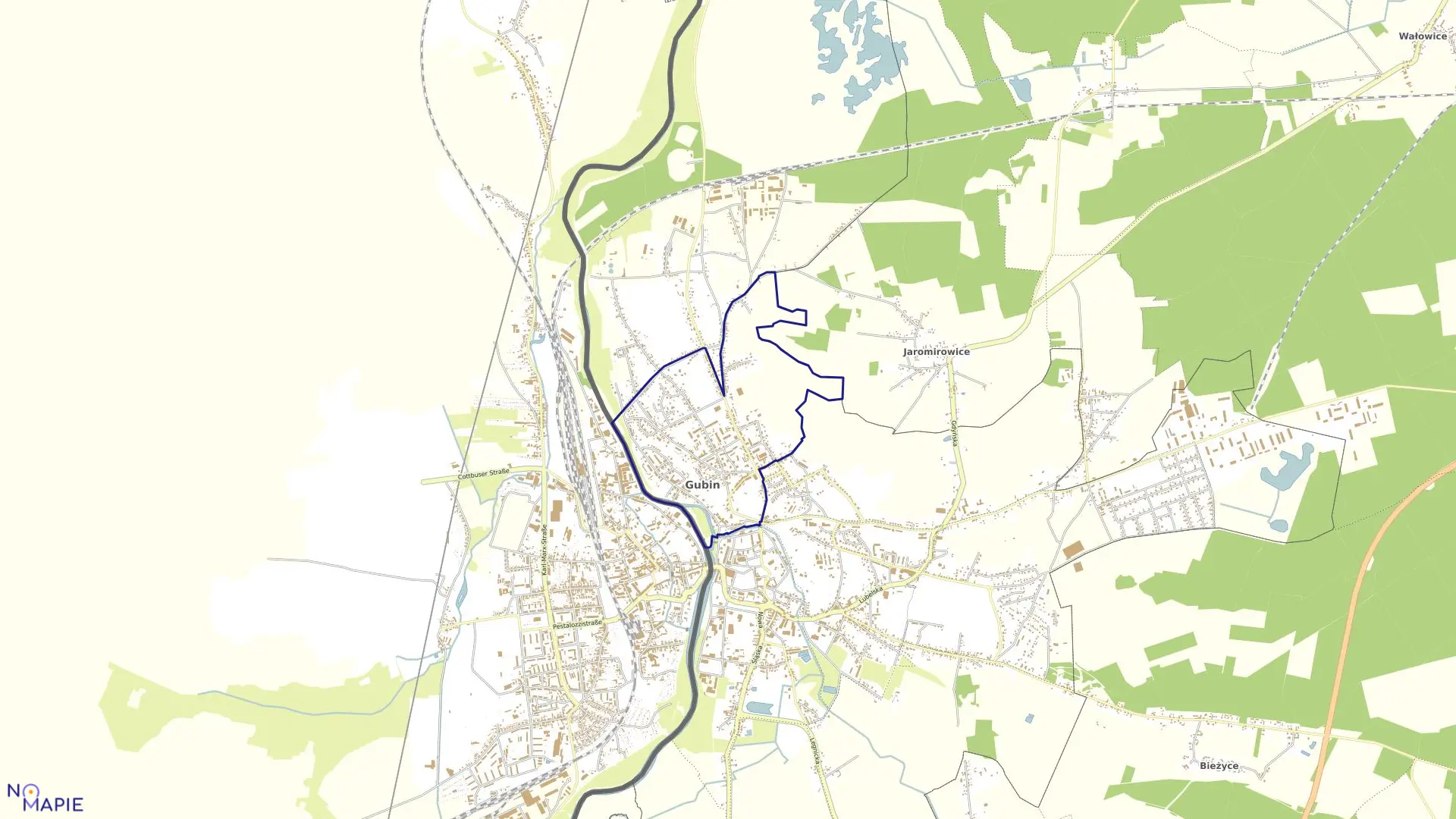 Mapa obrębu 3 w mieście Gubin