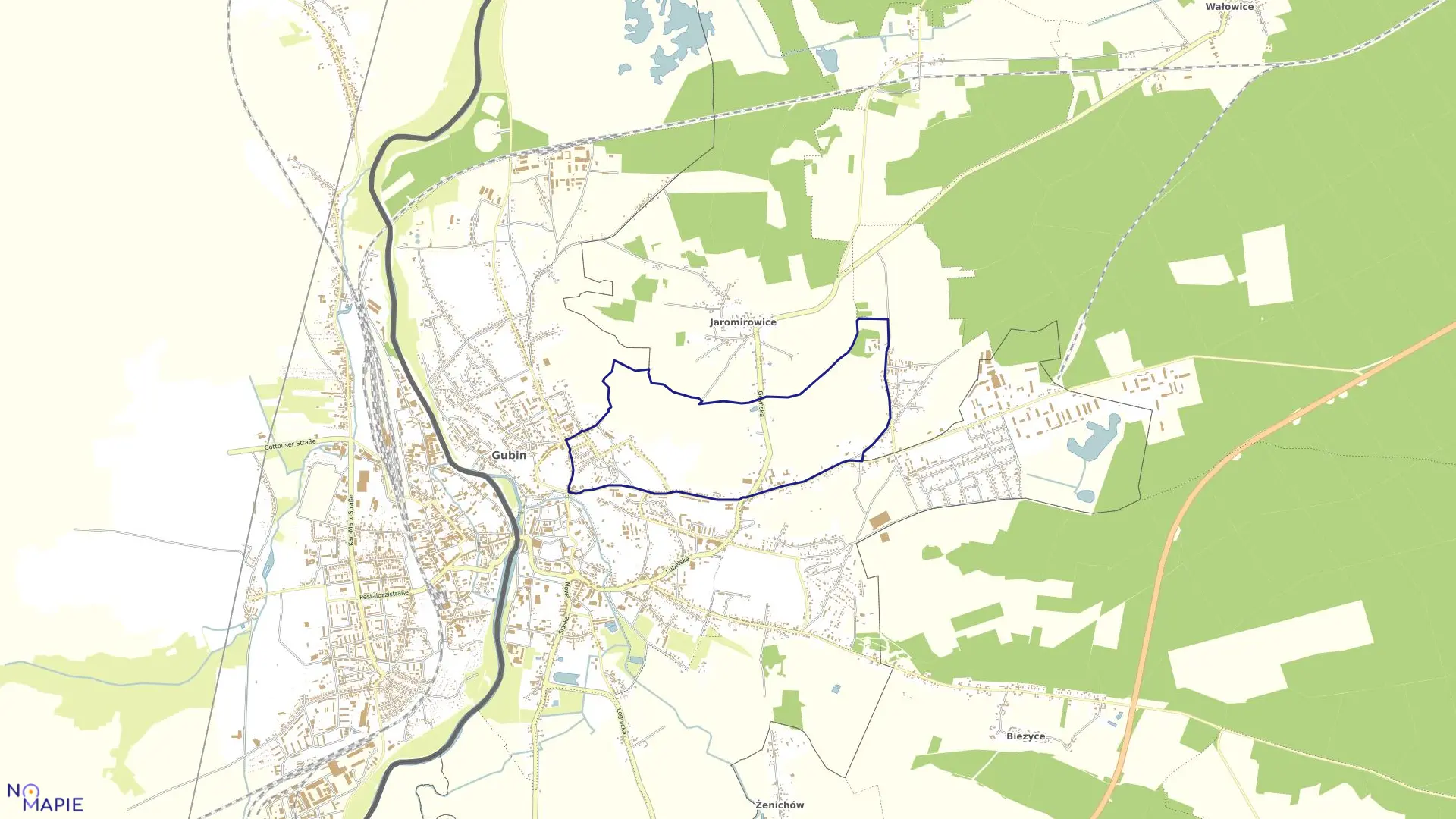 Mapa obrębu 4 w mieście Gubin