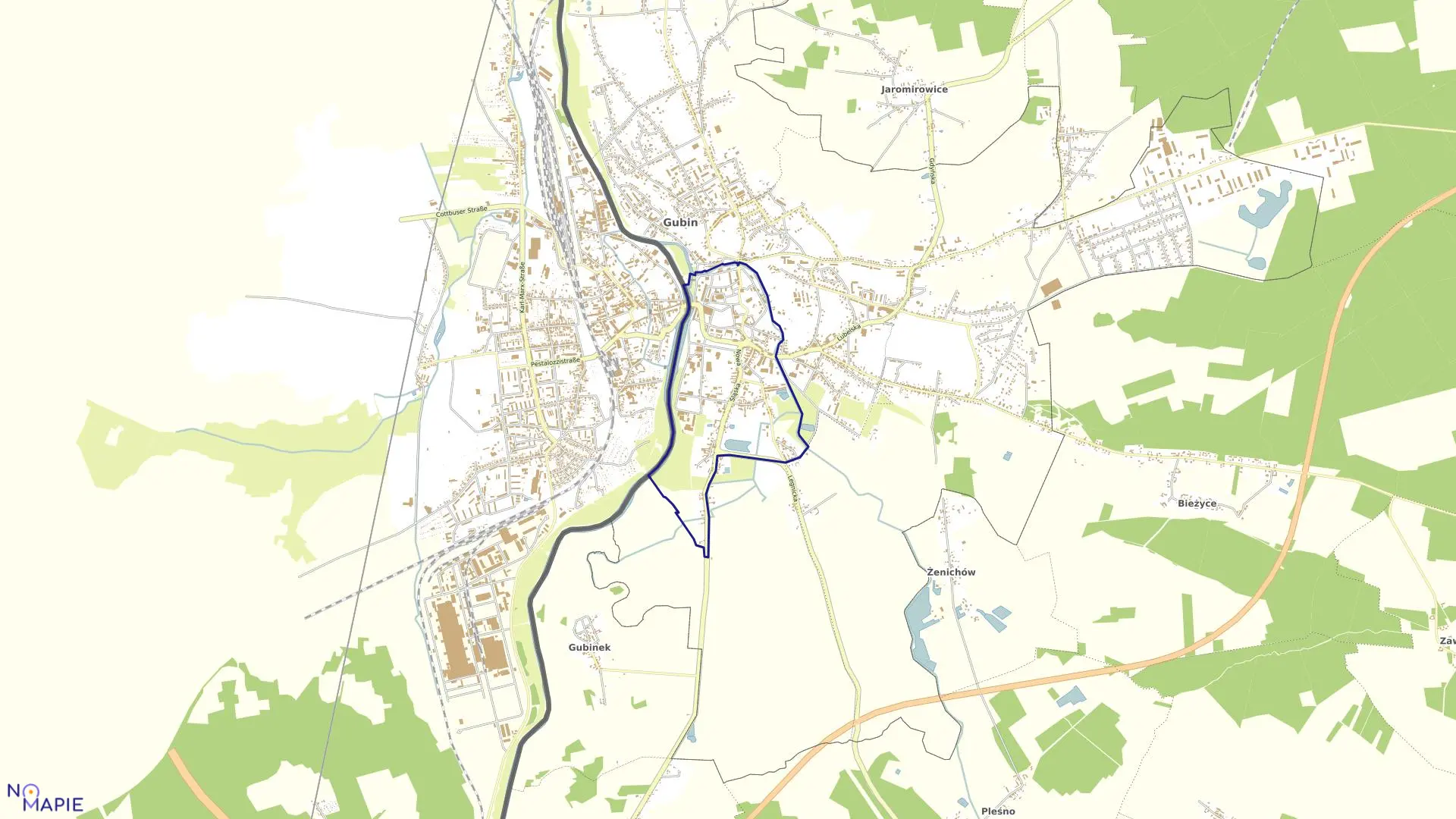 Mapa obrębu 5 w mieście Gubin