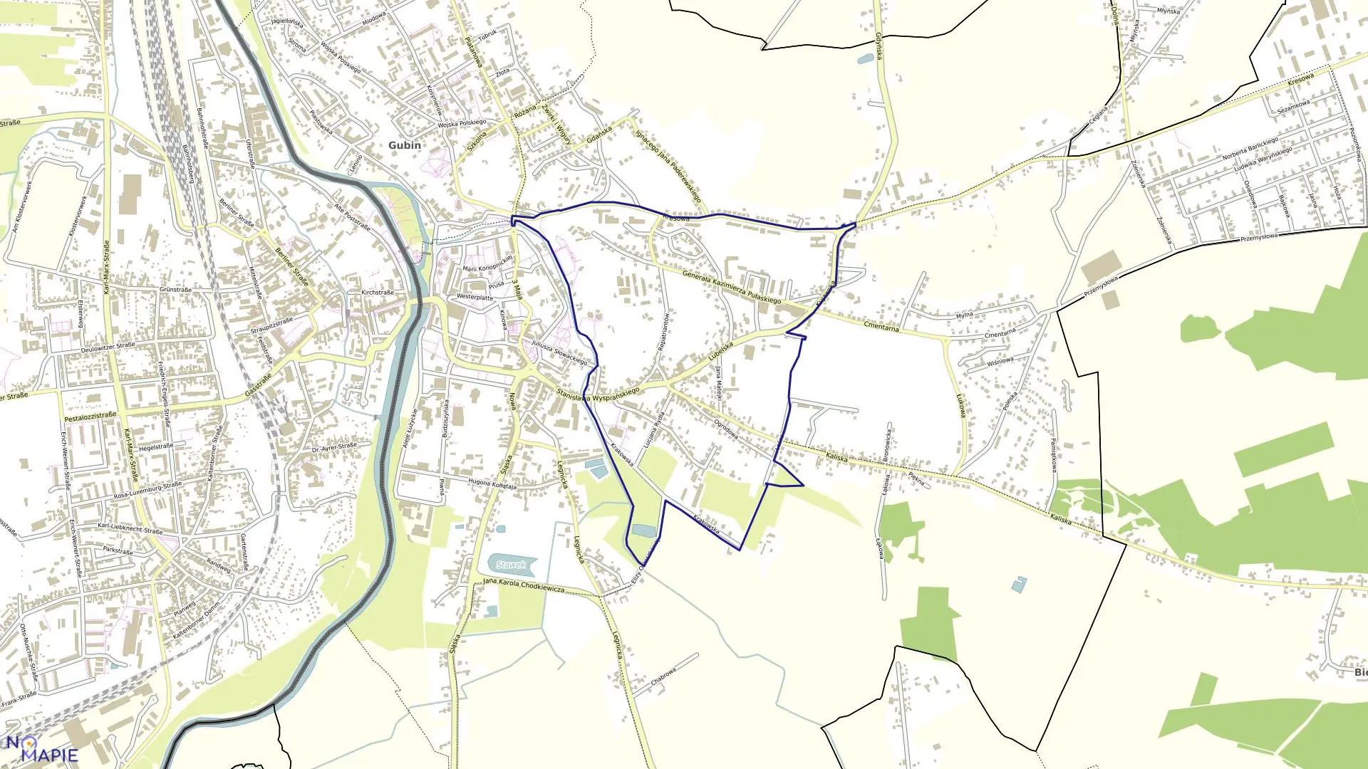 Mapa obrębu 6 w mieście Gubin